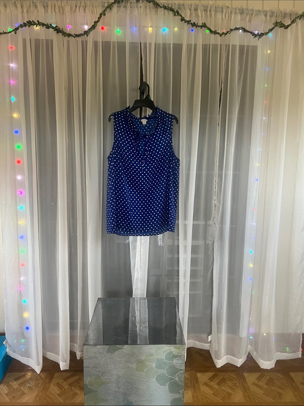 J. Crew Navy Blue Polka Dot Sleeveless Camisole